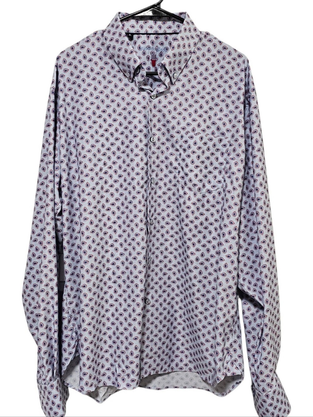 Luchiana Visconti Black Men's Paisley Print Long Sleeve Button Down Size XL